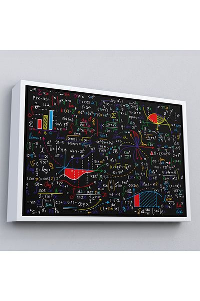 Harita Sepeti Pictură pe pânză cu formule matematice cu cadru alb / cadou pentru profesor, elev