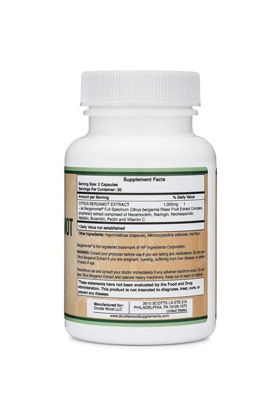 Double Wood Supplements Citrus Bergamot 1,000mg Extract - 60 Capsules by Double Wood