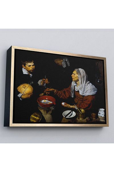 Harita Sepeti Diego Velázquez με χρυσό πλαίσιο - Η ηλικιωμένη που μαγειρεύει αυγά Πίνακας - Η ηλικιωμένη που τηγανίζει τα αυγά
