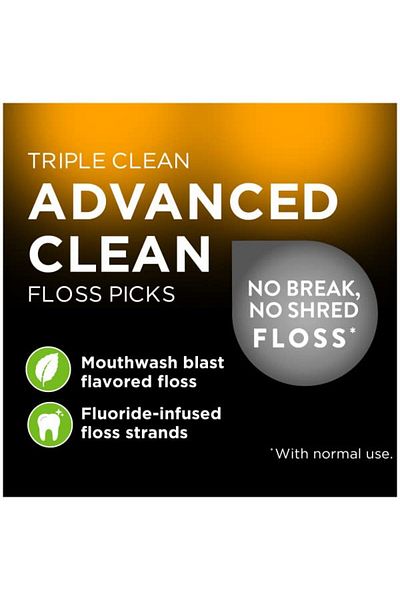 DENTEK Triple Advanced Clean Mouthwash Blast Floss Picks, 75 Count, (Pack of 1)
