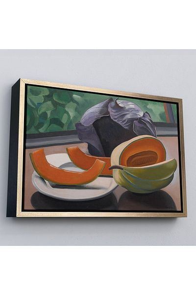Harita Sepeti Auguste Herbin με χρυσό πλαίσιο - Νατουρμόρτ με πεπόνι - Still Life with Melon