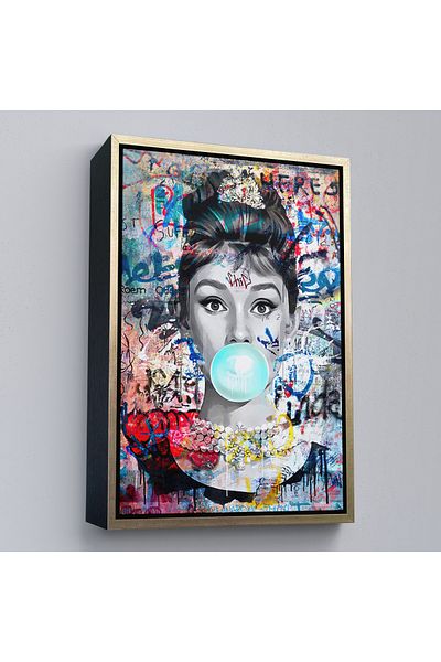Harita Sepeti Ζωγραφική τοίχου με χρυσό πλαίσιο Audrey Hepburn Graffiti Pop Art