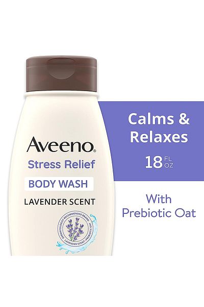 AVEENO Stress Relief Body Wash with Oat & Lavender, Sensitive Skin, Moisturizing, Sulfate-Free, 18 fl. oz