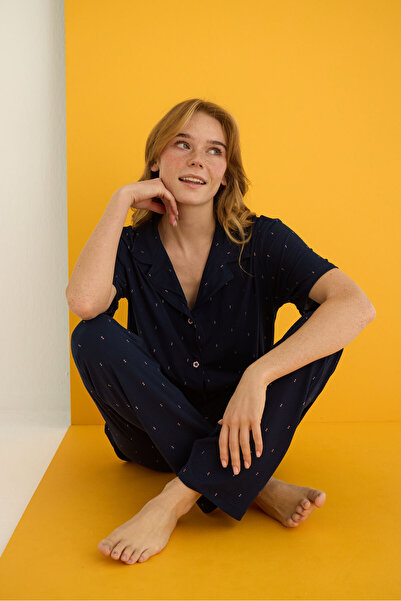 ELİTOL طقم بيجامة بأزرار من الخيزران