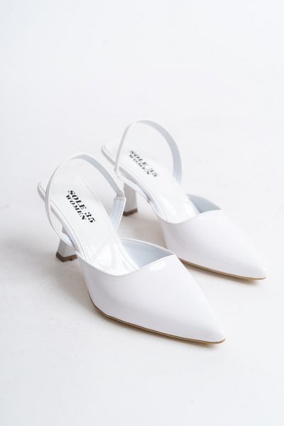 Sole 35 Women Shoes Women's Patent Leather Open Back Corner Elastic Comfortable Sole Goblet Heel Shoes