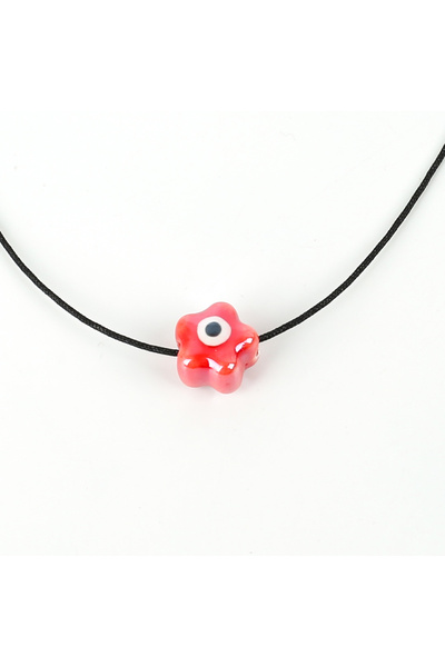 yfhobi 1 Adet - 11 mm Çiçek Nazar Desenli Porselen Boncuk, Kırmızı Renk Porse...