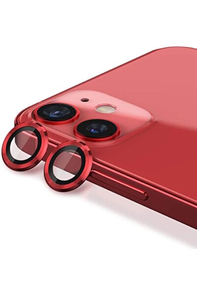 izzytech واقي عدسة الكاميرا بلون أحمر فائق التحمل ومضاد للخدش متوافق مع هاتف iPhone 11/12/12 Mini