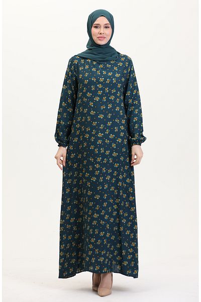 sefamerve Rochie din viscoză cu model 0007-04 Petrol