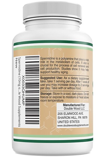 Double Wood Supplements Spermidine Supplement 10mg, 99% 3HCL - 120 Capsules for Cell Health & Aging by Double Wood