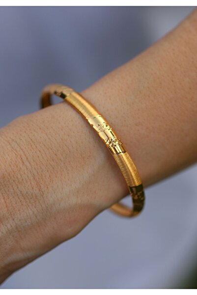 Yenigün Kuyumculuk Hediyelik Yatırımlık Yatay Çizgi Desenli Altın Bilezik