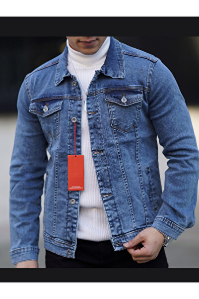 m.baba Erkek A Kalite Slim Fit Denim Kot Ceket