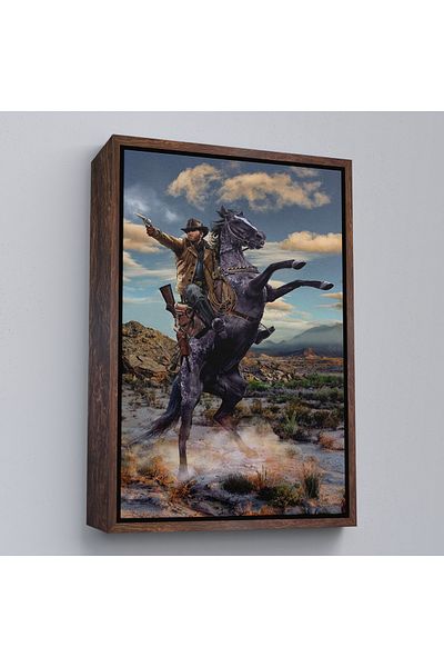 Harita Sepeti Pictură decorativă de perete de cowboy american cu cadru alb