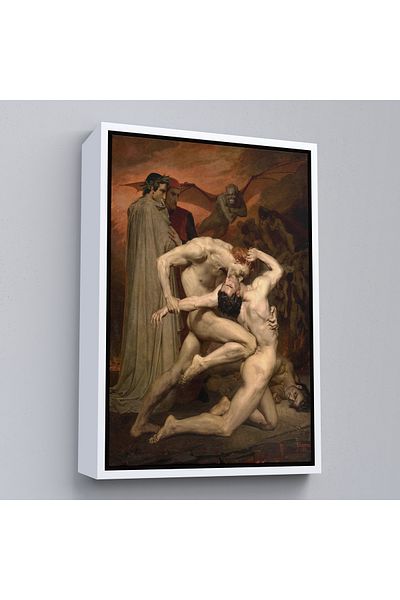 Harita Sepeti Dante și Virgil în Iad cu cadru alb de William Adolphe Bouguereau Pictură clasică pe pânză