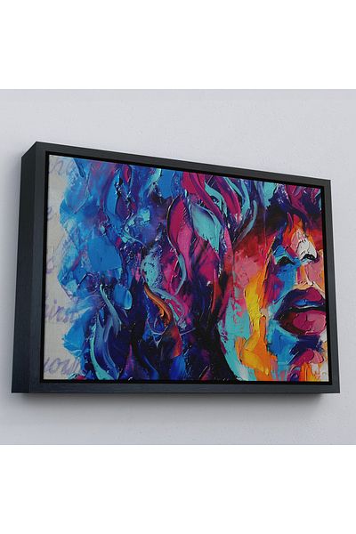 Harita Sepeti Frumoasa fată în cadru de aur, pictură în ulei abstractă, vedere, pictură decorativă pe pânză