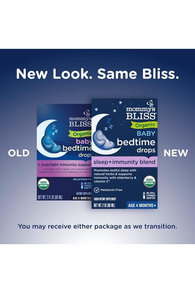 Mommy's Bliss Organic Baby Bedtime Drops, Overnight Immunity Support, Melatonin-Free, 4 Month+, 2 Fl Oz