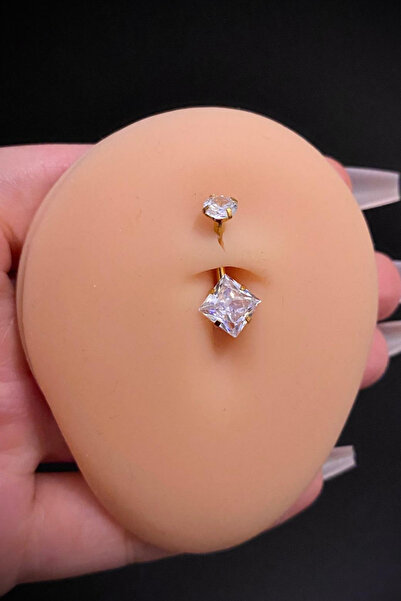 Blisse Piercing Kadın Gold Yıldız Zirkon Taşlı Belly Çelik Göbek Piercing