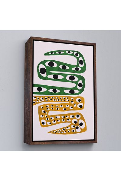 Harita Sepeti Abstract Eyed Esoteric Snake Painting with White Frame