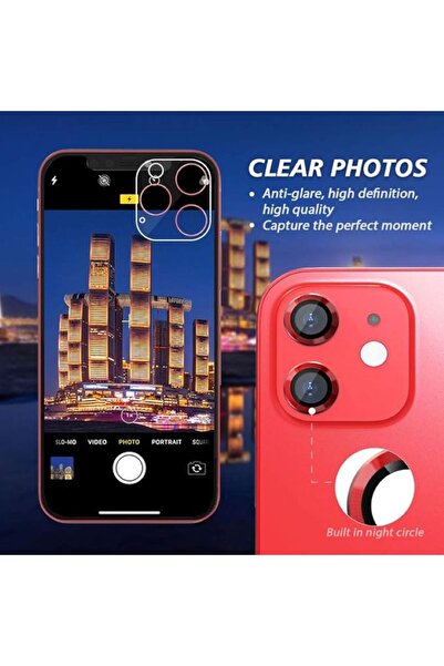 izzytech واقي عدسة الكاميرا بلون أحمر فائق التحمل ومضاد للخدش متوافق مع هاتف iPhone 11/12/12 Mini