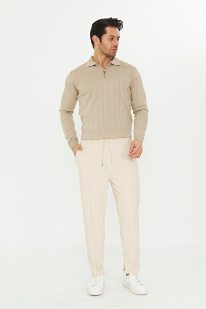 ZİNOX Men's Slim Fit Jogger with Side Pockets, Elastic Laces, Zippered Legs