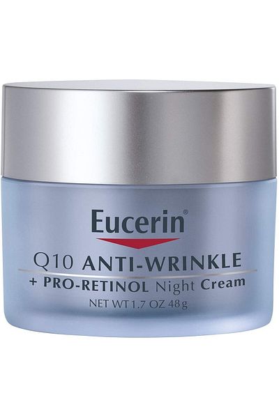 Eucerin Q10 Anti-Wrinkle Night Cream + Pro-Retinol, Facial Cream for Sensitive Skin, 1.7 Oz Jar