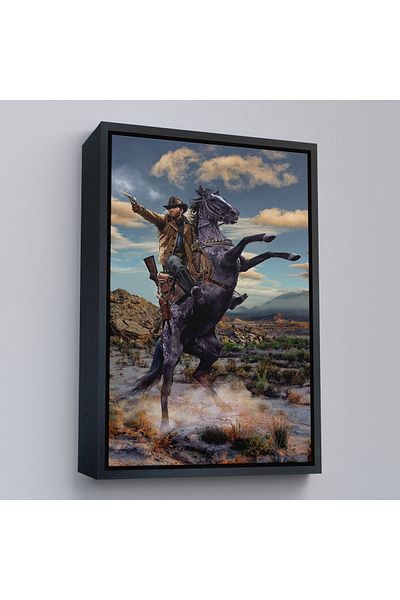 Harita Sepeti Pictură decorativă de perete de cowboy american cu cadru auriu