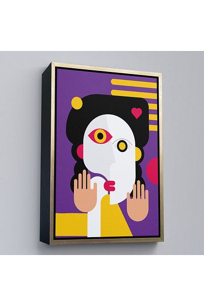 Harita Sepeti Pictură de femeie asiatică iconică Pop Art cu cadru auriu