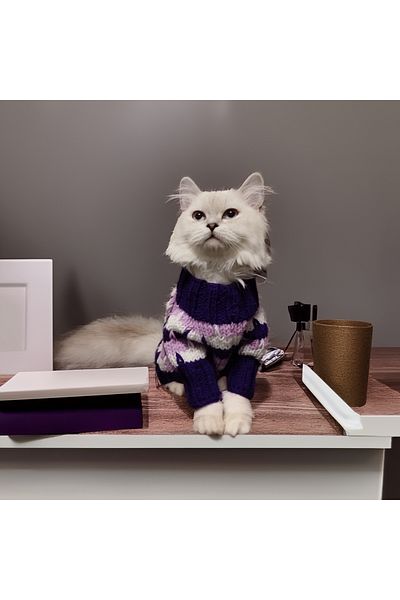 Lady Fify Purple Embroidered Sweater for Cat Dog