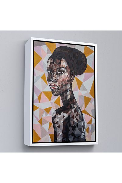 Harita Sepeti Femeie africană cu cadru alb Pictură decorativă pe pânză
