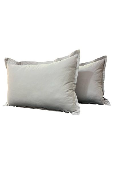 Hayal çeyiz Gray Gray 100% Cotton 2-Piece Pillow Case with Hidden Zipper