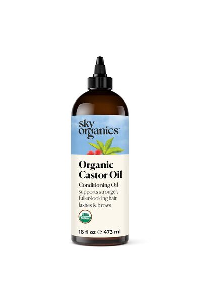 sky organics زيت الخروع العضوي، نقي 100%، خالٍ من الهكسين، معصور على البارد ل...