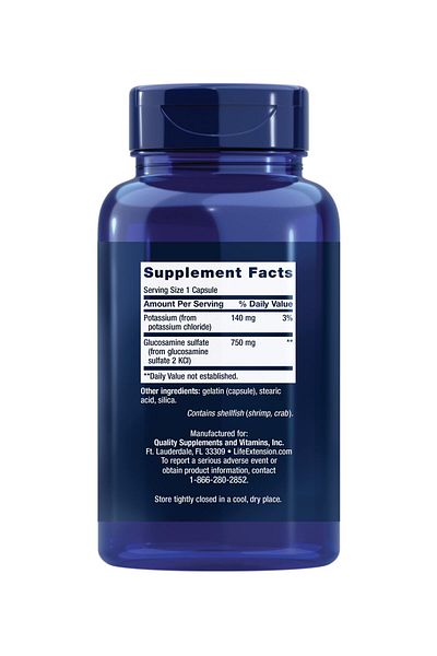 Life Extension Glucosamine Sulfate 750mg, Supports Knee & Joint Health, Gluten-Free, Non-GMO, 60 Capsules