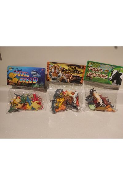 CAN OYUNCAK 36 Parça Mini Hayvan Seti Çiftlik Vahşi Deniz Hayvanları