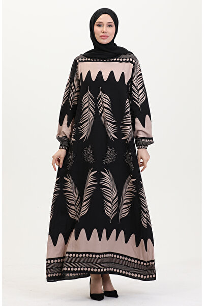 sefamerve Vzorované viskózové šaty – černé (0005-03)