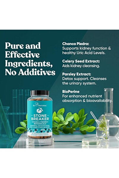 Eu Natural Chanca Piedra Stone Breaker – Kidney & Gallbladder Cleanse – Detox Urinary Tract – 60 Vegan Capsules