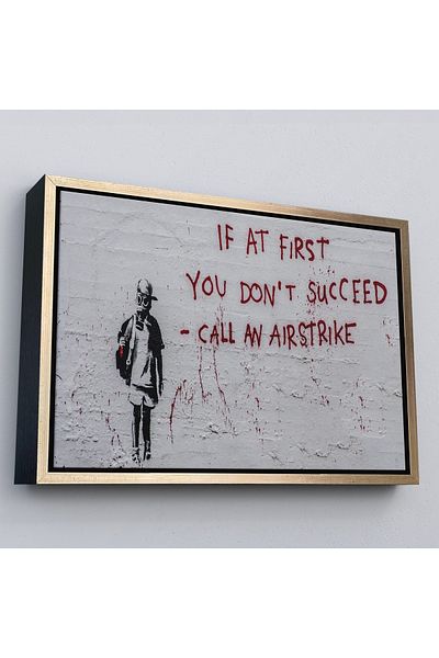 Harita Sepeti Banksy în cadru auriu, dacă începând de la început nu poți fi de succes, faceți o atac aerian, pictură pe pânză