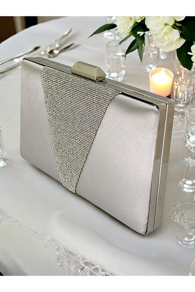 Biçanta Satin Argintiu Argintiu Stone Geanta Rochie De Seara Geanta De Seara Geanta Nunta De Logodna