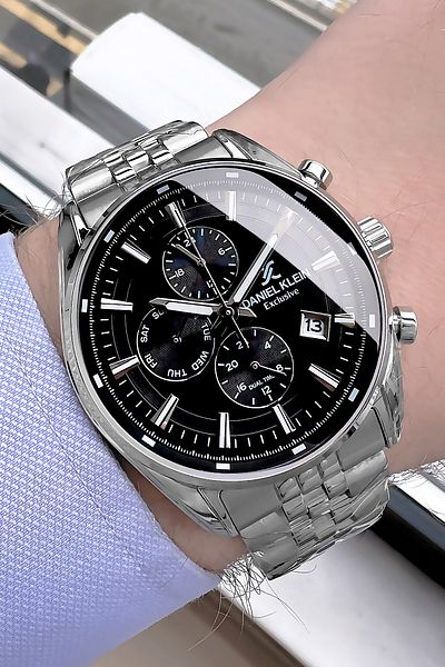 Daniel Klein Men's Silver Color Function Wristwatch and Bracelet Set - DKER2045C2