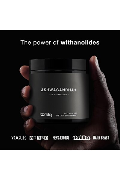 Toniiq Ashwagandha - 40:1 Extract, 25% Withanolides, Wild Harvested, Lab Tested - 120 Capsules