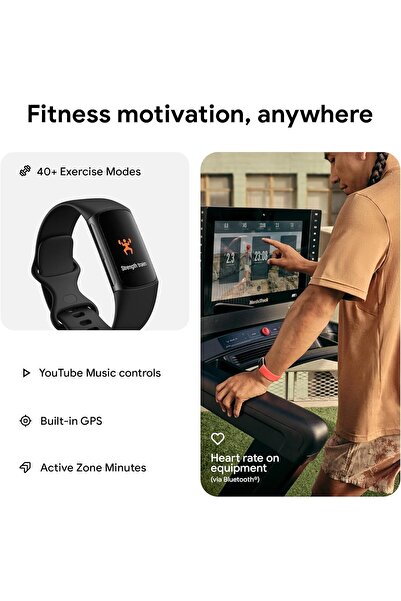 Fitbit Charge 6 Activity Tracker, S & L Bands Included, Obsidian/Black