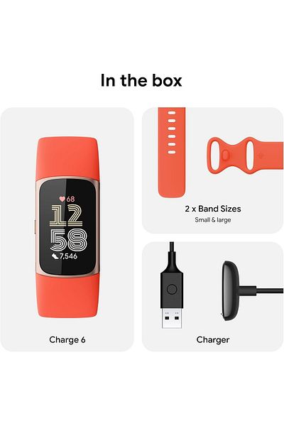 Fitbit Charge 6 Activity Tracker, S & L Bands Included, Obsidian/Black