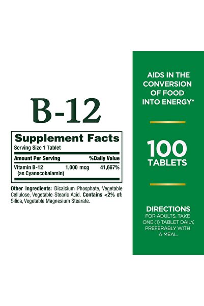 Nature's Bounty Vitamin B-12 1000 mcg, 100 Count