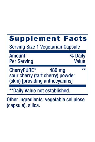 Life Extension Tart Cherry with CherryPURE®, Anthocyanins, Muscle Recovery, Vegetarian, Gluten-Free, 60 Capsules