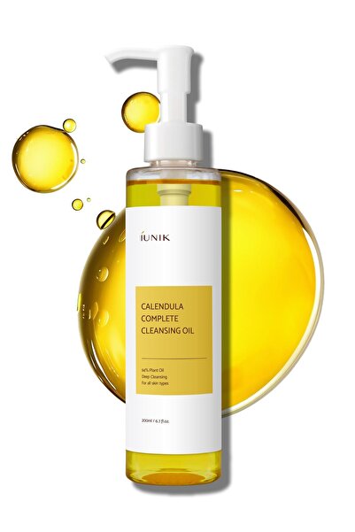 iUNIK زيت التنظيف النباتي بخلاصة الآذريون والجوجوبا – مزيل لطيف للرؤوس السوداء والمكياج، 94% زيوت نباتية