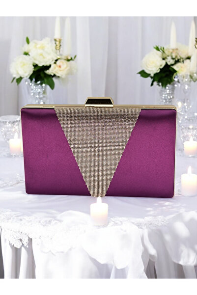 Biçanta Geanta de seara din satin violet auriu geanta de seara geanta de nunta de logodna