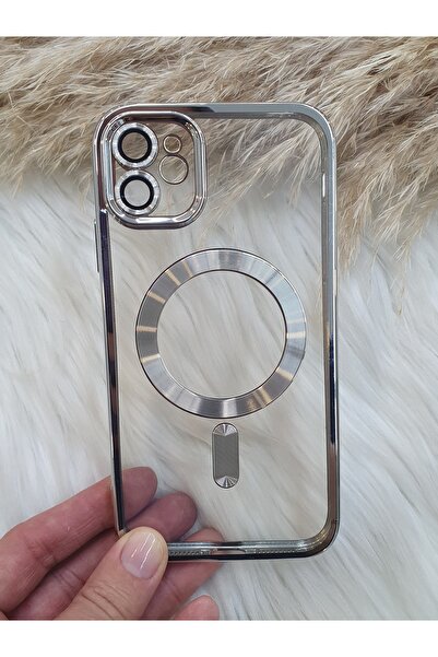 Aksesuarda Moda İPHONE 11 Uyumlu Kamera Lensli Magsafe Özellikli Kenarları Re...