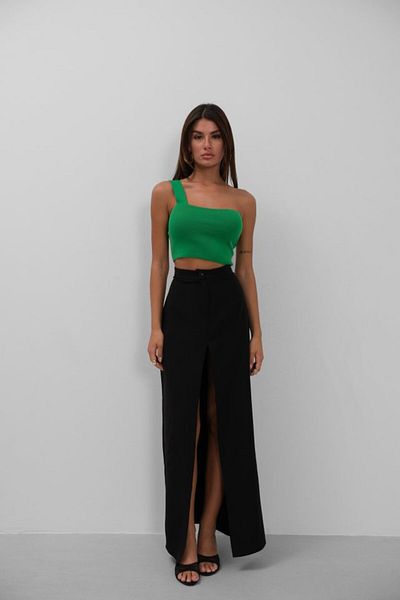 modaserdem   One Shoulder Crop Blouse