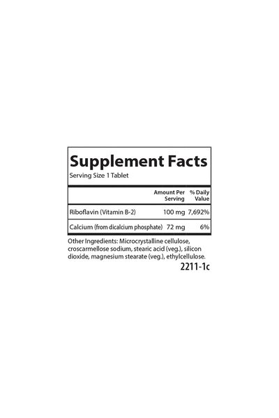 Carlson B-2, 100 mg Riboflavin, Energy Production, Vision Support & Healthy Skin, 100 Vegetarian Tablets