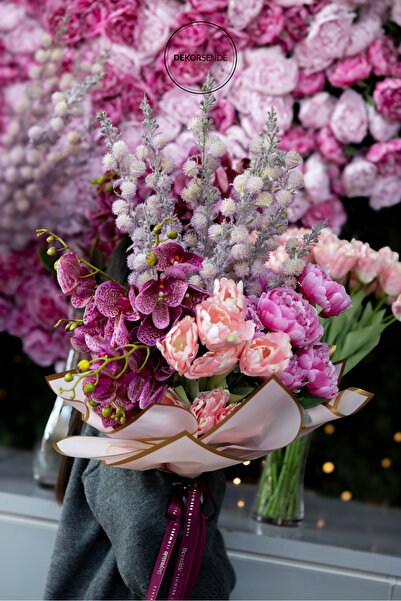 Dekorsende Yapay Tekli Lale Dal Pembe