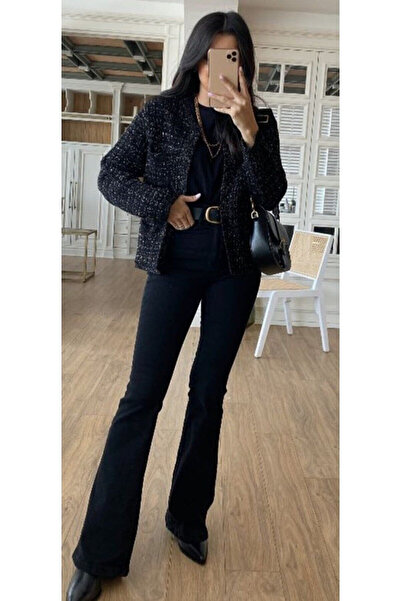 ByCukurovaFrango By-7813 Le Lis Black Spanish Flare Power Lycra Women's Flare...