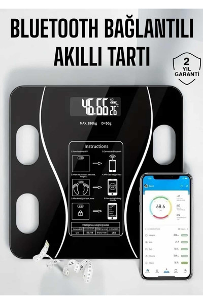 teknotrust Çok Amaçlı Dijital Tartı Baskül Yağ Su Kas Vücut Kitle Endeksi Kil...